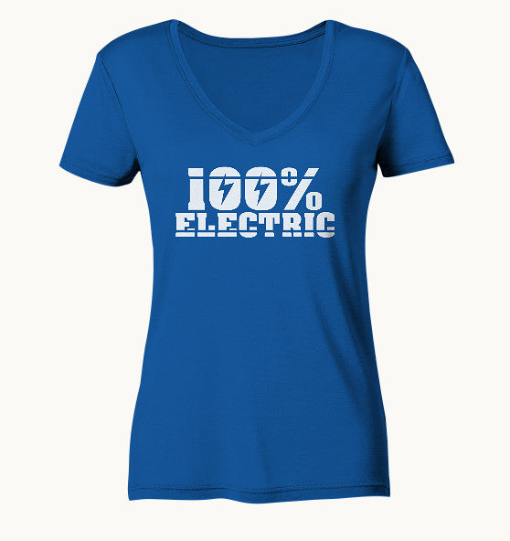 100% Electric - Ladies Organic V-Neck Shirt