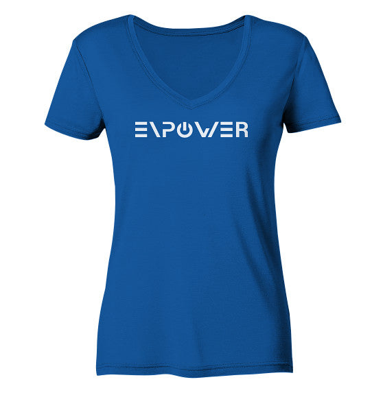enPower Fully white - Ladies Organic V-Neck Shirt