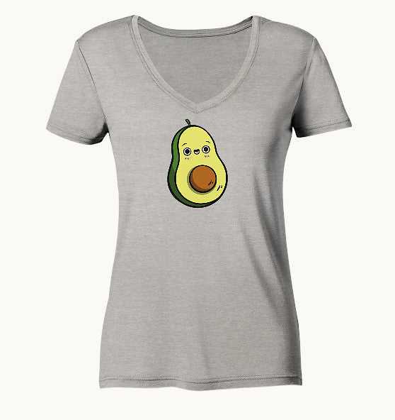 Avocado Kawaii - Ladies Organic V-Neck Shirt