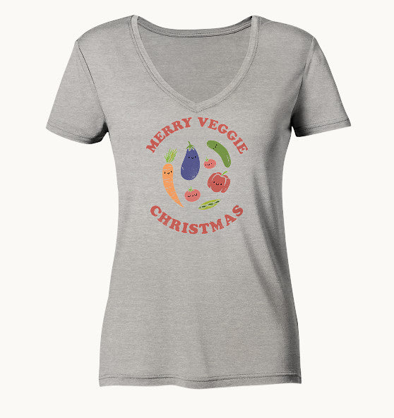 Merry Veggie Christmas - Ladies Organic V-Neck Shirt
