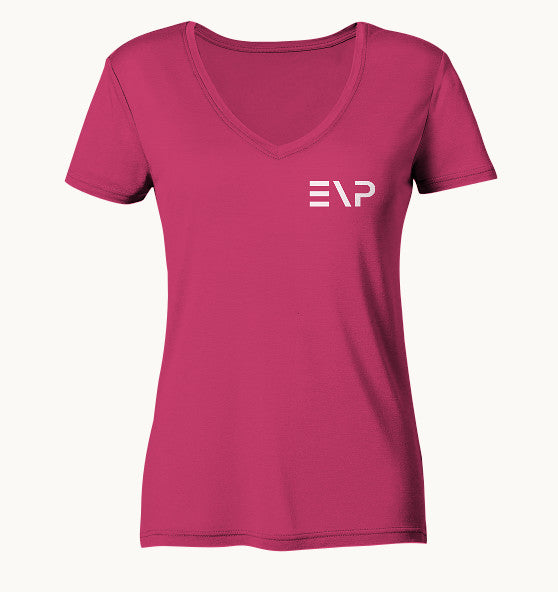 enPower Short white - Ladies Organic V-Neck Shirt