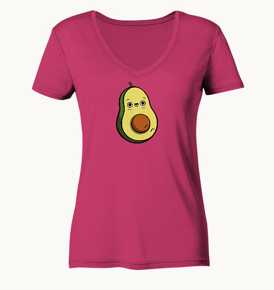 Avocado Kawaii - Ladies Organic V-Neck Shirt