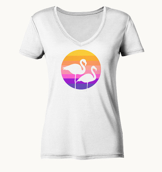 Flamingos - Ladies Organic V-Neck Shirt