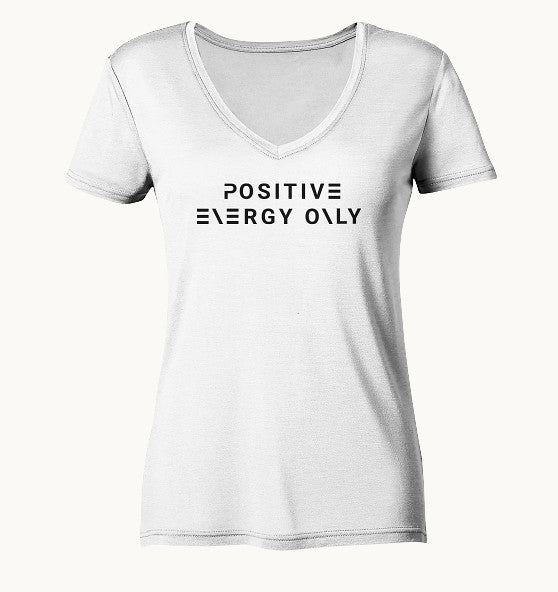enPower Positive Energy black - Ladies Organic V-Neck Shirt
