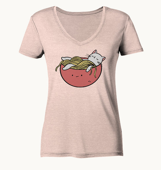 Ramen Cat - Ladies Organic V-Neck Shirt