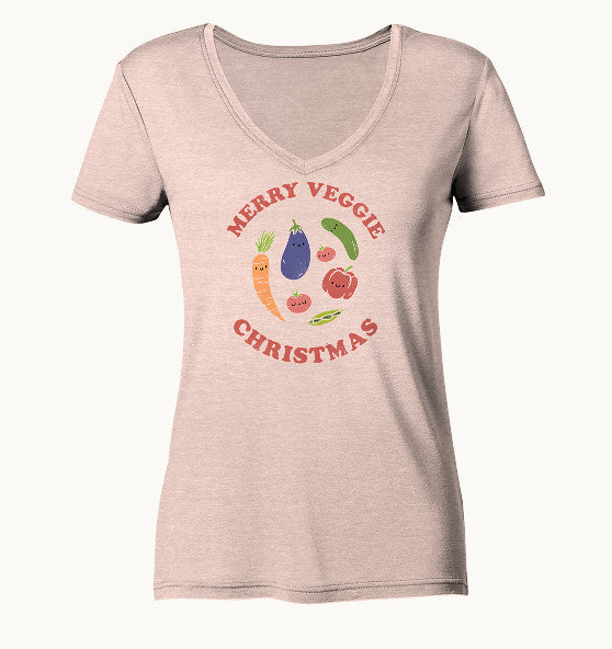 Merry Veggie Christmas - Ladies Organic V-Neck Shirt