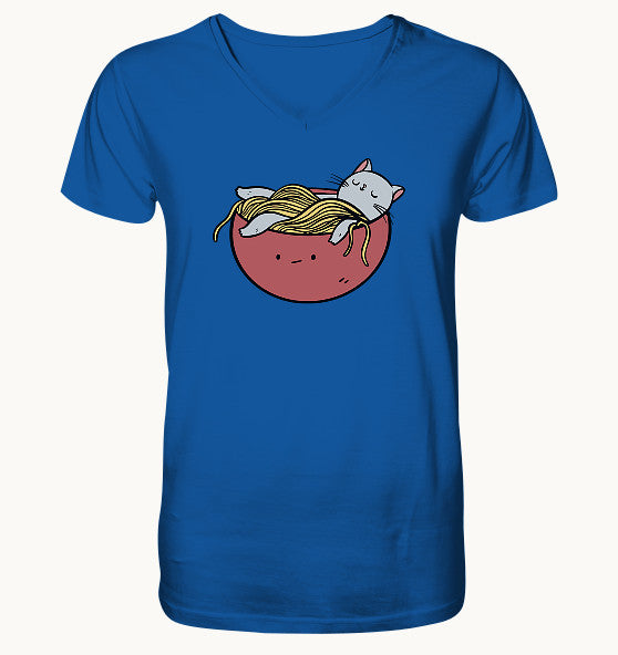 Ramen Cat - Mens Organic V-Neck Shirt