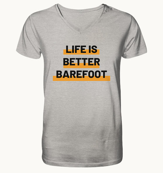 LIFE IS BETTER BAREFOOT - Mens Organic V-Neck Shirt
