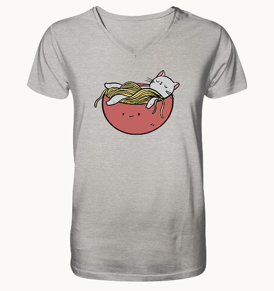 Ramen Cat - Mens Organic V-Neck Shirt