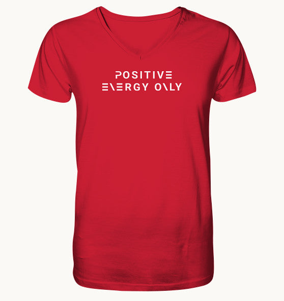 enPower Positive Energy white - Mens Organic V-Neck Shirt